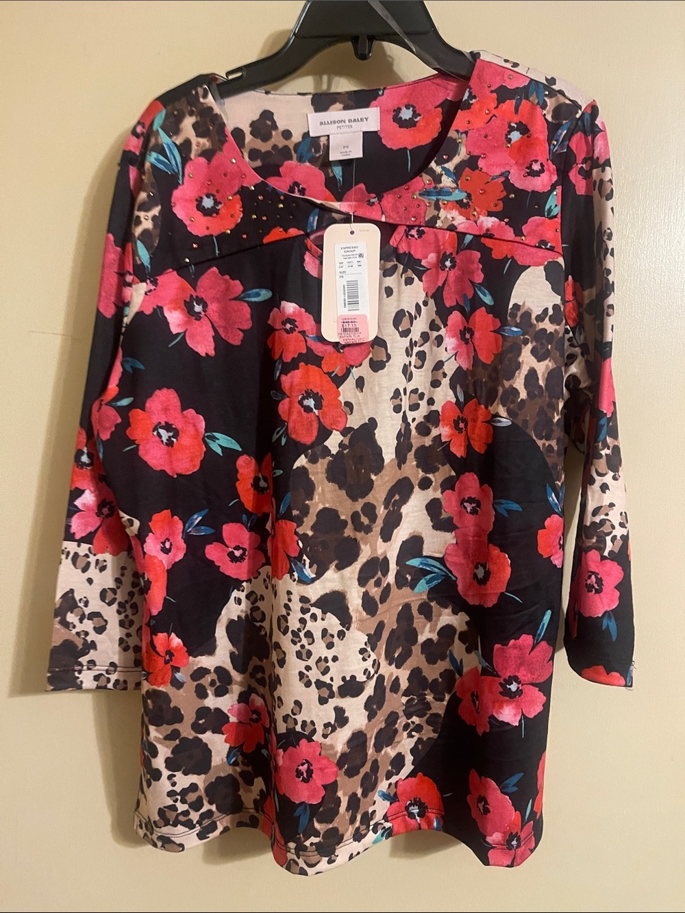 Allison Daley Black Floral & Leopard Print Tunic